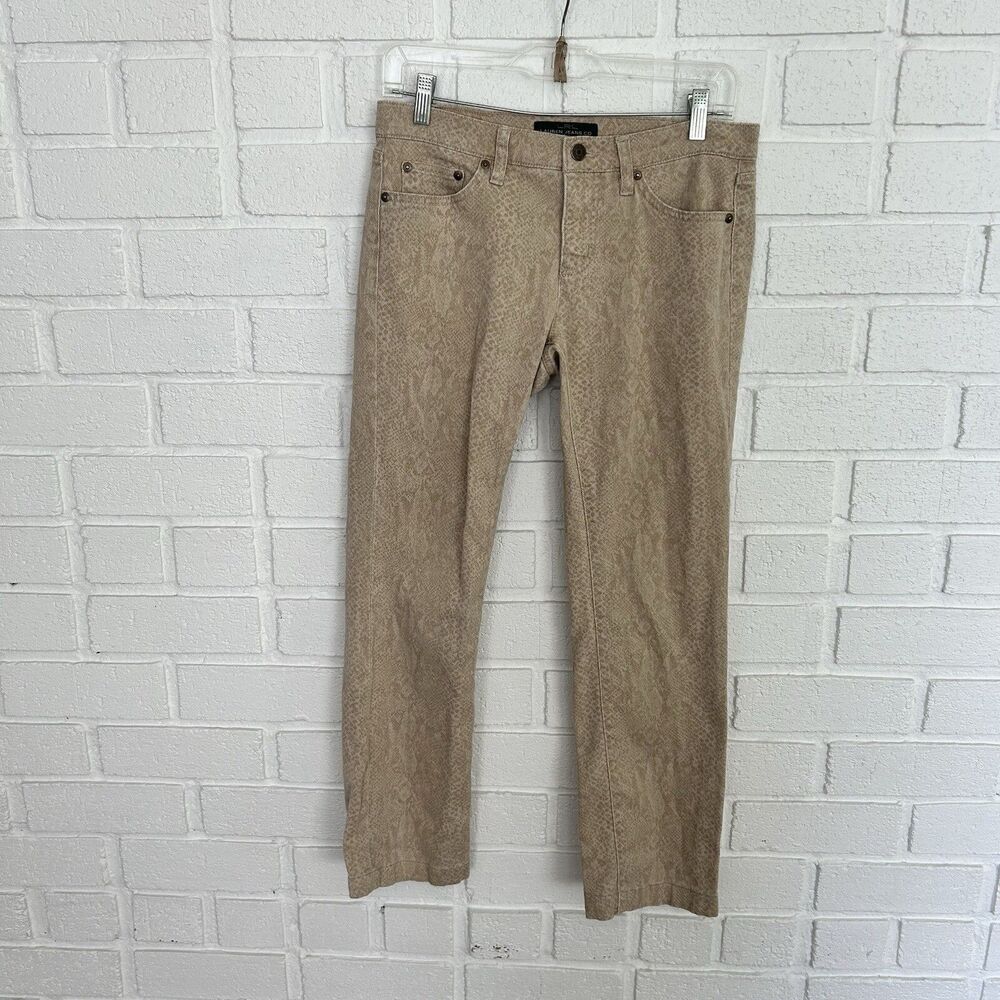 Lauren Ralph Lauren LRL Jeans Womens 4 Snake Print Beige Tan Classy Chic